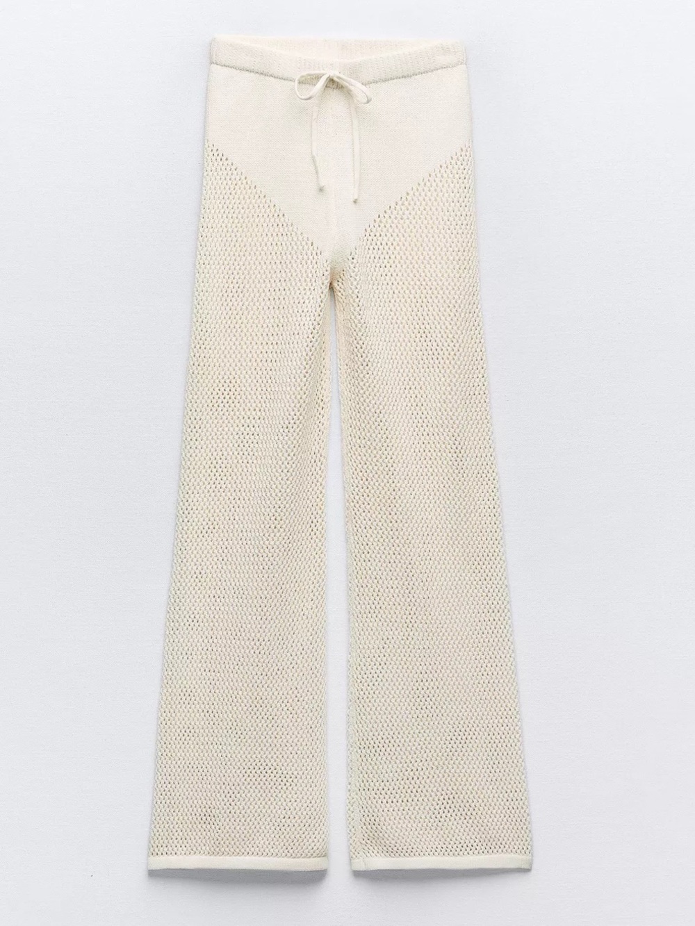 Zara PERFORATED CHENILLE PANTS Size Small -Creme